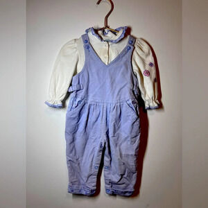 Vintage Izod Lacoste Corduroy Overalls Shirt Set